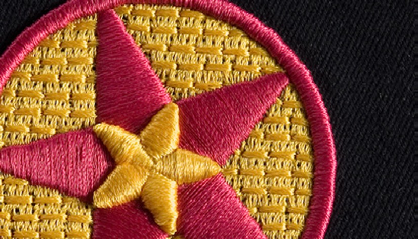 Combined flat and raised textured embroidery